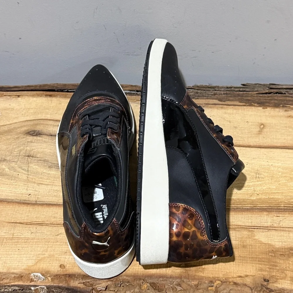 *NEW* Puma Pointy Creepers Patent Black and Tortoise Lace Up Size 10 A43